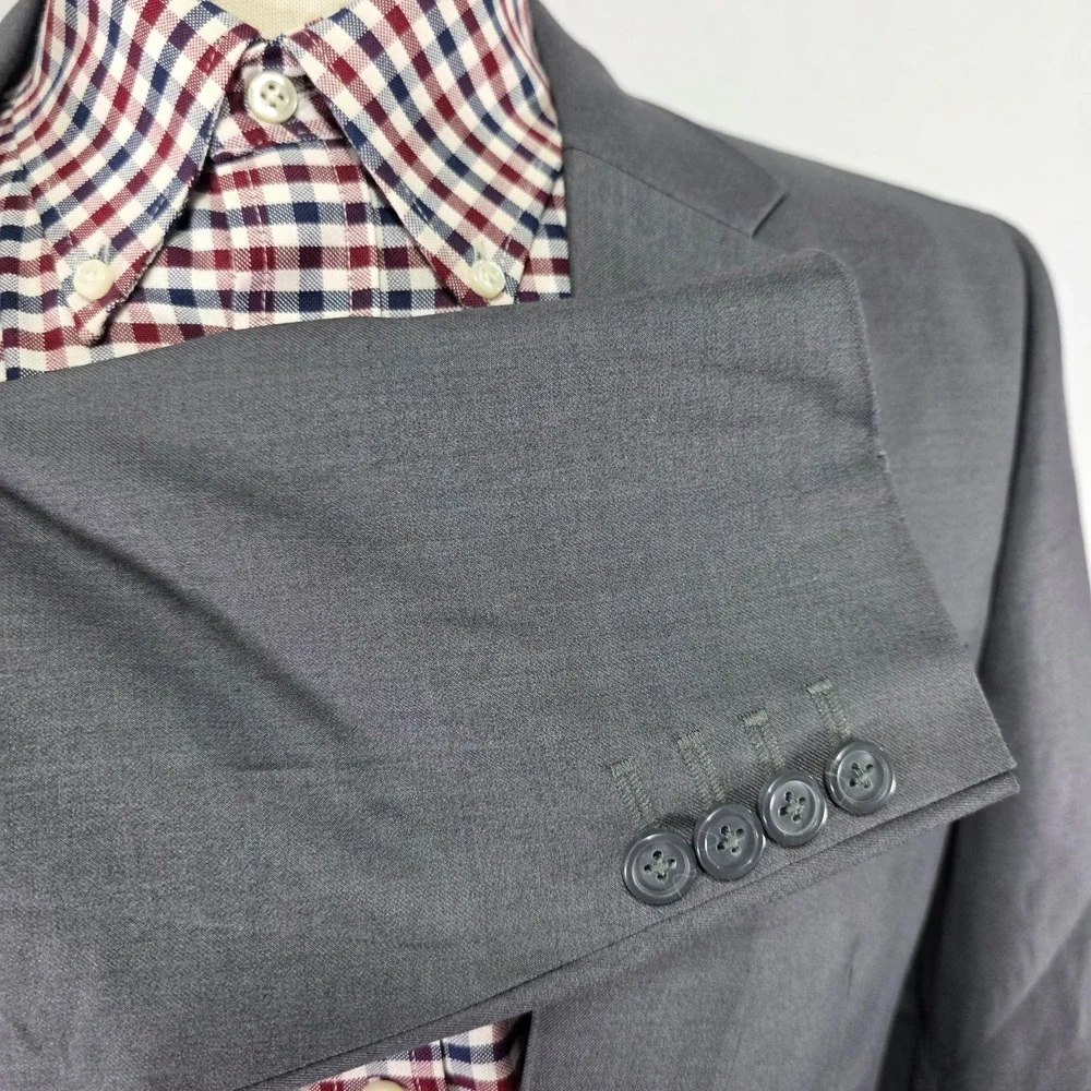 Bespoke Men's Sport Coat Blazer Two Button Gray Custom made size about 42L SLIM‎